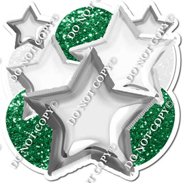 Silver, White, Green Balloon & Star Bundle