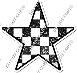 Sparkle Black & White Checker Star