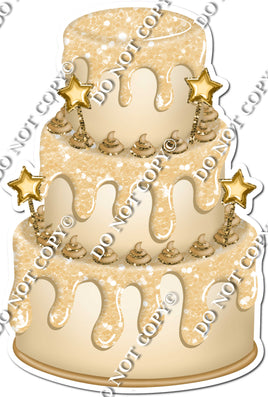 Champagne Cake & Drip with Gold Dollops