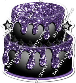2 Tier Champagne Cake with Purple Drip