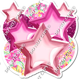 Pink Floral Balloon & Star Bundle