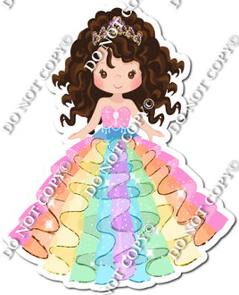 Light Skin Tone Brown Hair Princess - Pastel Dress w/ Variants