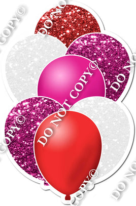 Red, Hot Pink & White Balloon Bundle