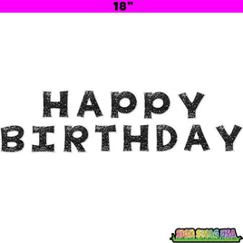 18" KG 13 pc Black Sparkle - Happy Birthday Set