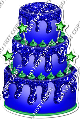 Blue Cake with Green Stars & Dollops