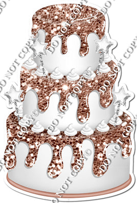 White Cake with Rose Gold Drip