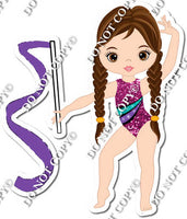 Light Skin Tone Brown Hair Gymnast with Ribbon w/ Variants