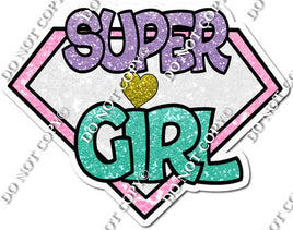 Super Girl Badge Statement - Lavender & Mint