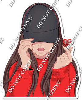 Red - Teenage Girl Wearing Hat w/ Variants