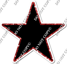 Flat Black & Red Sparkle Star