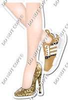 Gold - Women's Legs with High Heel & Tennis Shoe w/ Variants