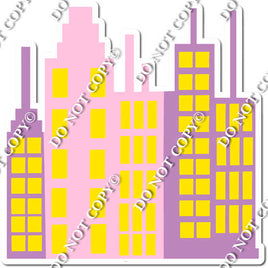 Buildings - Flat Baby Pink & Lavender Yellow Windows w/ Variants