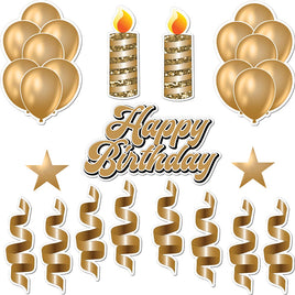 15 pc Flat Gold HBD Flair Package