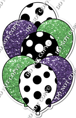 Sparkle Purple & Lime with White Polka Dot Balloon Bundle