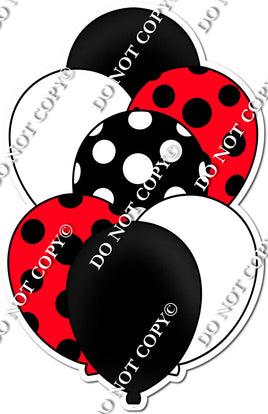 Flat Black & Red Polka Dot Balloon Bundle