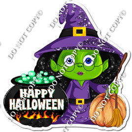 Purple Witch Happy Halloween