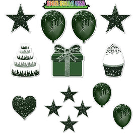 14 pc - Flair Set - Hunter Green Sparkle