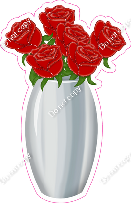 Mini - Vase of Roses - Red w/ Variant