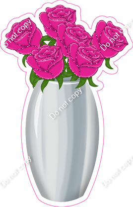 Mini - Vase of Roses - Hot Pink w/ Variant