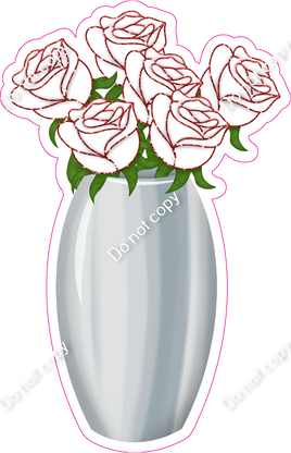 Mini - Vase of Roses - White w/ Variant