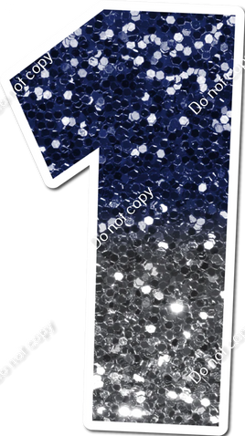 30" Individuals - Navy Blue / Silver Ombre Sparkle