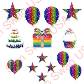 14 pc - Flair Set - Rainbow Sparkle