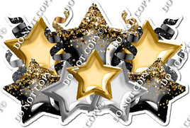 Foil Star Panel - Black Gold, Silver, & Gold Star Panel