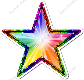 Rainbow Burst Star with Rainbow Sparkle