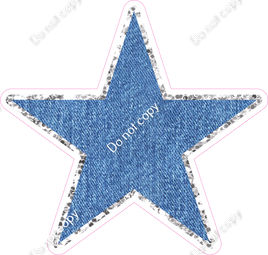 Denim & Light Silver Sparkle Star
