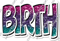 Hot Pink, Purple, Teal Ombre with White Outline Happy Birth Day Statements w/ Variant