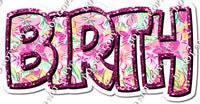 Pink Floral Happy Birth Day Statements w/ Variant