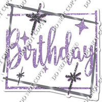 Silver Border - Lavender Happy Birthday Statement w/ Variants