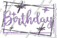 Silver Border - Lavender Happy Birthday Statement w/ Variants
