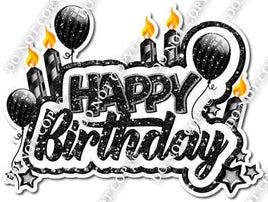 Sparkle Black - Happy Birthday Cake Toppers w/ Variants