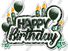 Sparkle Hunter Green - Happy Birthday Cake Toppers w/ Variants