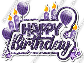 Sparkle Purple - Happy Birthday Cake Toppers w/ Variants