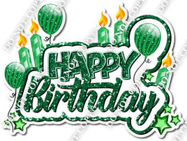 Sparkle Green - Happy Birthday Cake Toppers w/ Variants
