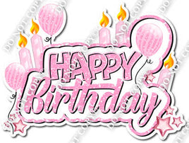 Sparkle Baby Pink - Happy Birthday Cake Toppers w/ Variants