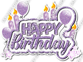Sparkle Lavender - Happy Birthday Cake Toppers w/ Variants