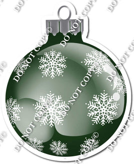 Flat Hunter Green - Snowflakes - Christmas Ornament / Ball w/ Variants