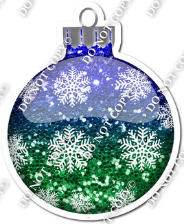 Sparkle Blue & Green Ombre - Snowflakes - Christmas Ornament / Ball w/ Variants