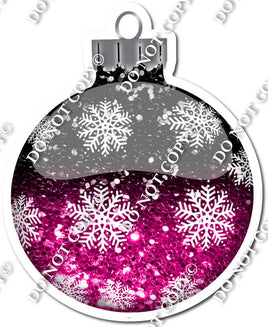 Sparkle Black & Hot Pink Ombre - Snowflakes - Christmas Ornament / Ball w/ Variants