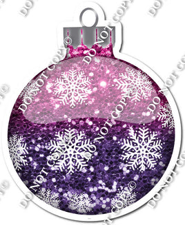 Sparkle Hot Pink & Purple Ombre - Snowflakes - Christmas Ornament / Ball w/ Variants