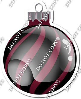 Flat Black & Burgundy - Horizontal Swirl - Christmas Ornament / Ball w/ Variants