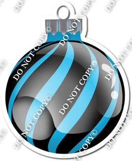 Flat Black & Caribbean - Horizontal Swirl - Christmas Ornament / Ball w/ Variants