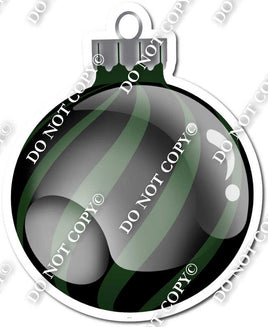 Flat Black & Hunter Green - Horizontal Swirl - Christmas Ornament / Ball w/ Variants
