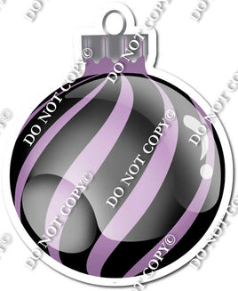 Flat Black & Lavender - Horizontal Swirl - Christmas Ornament / Ball w/ Variants