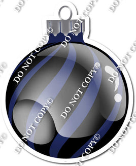 Flat Black & Navy Blue - Horizontal Swirl - Christmas Ornament / Ball w/ Variants