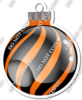 Flat Black & Orange - Horizontal Swirl - Christmas Ornament / Ball w/ Variants