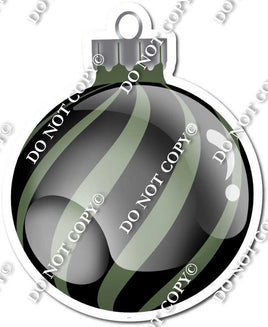 Flat Black & Sage - Horizontal Swirl - Christmas Ornament / Ball w/ Variants